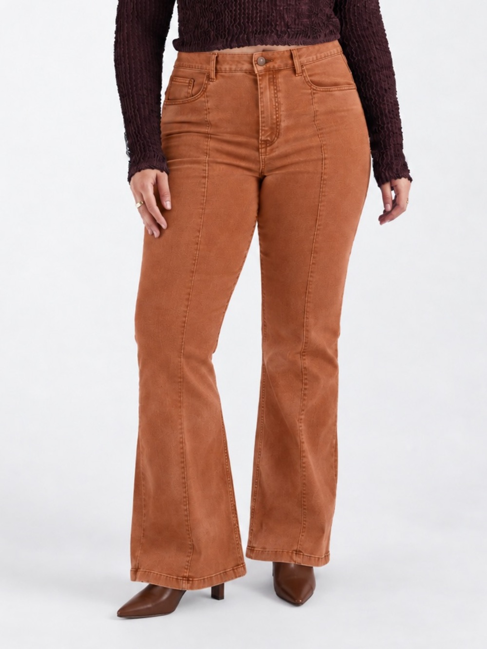 Lane Bryant Jeans Size 18 Rust Brown Front Seam Flare